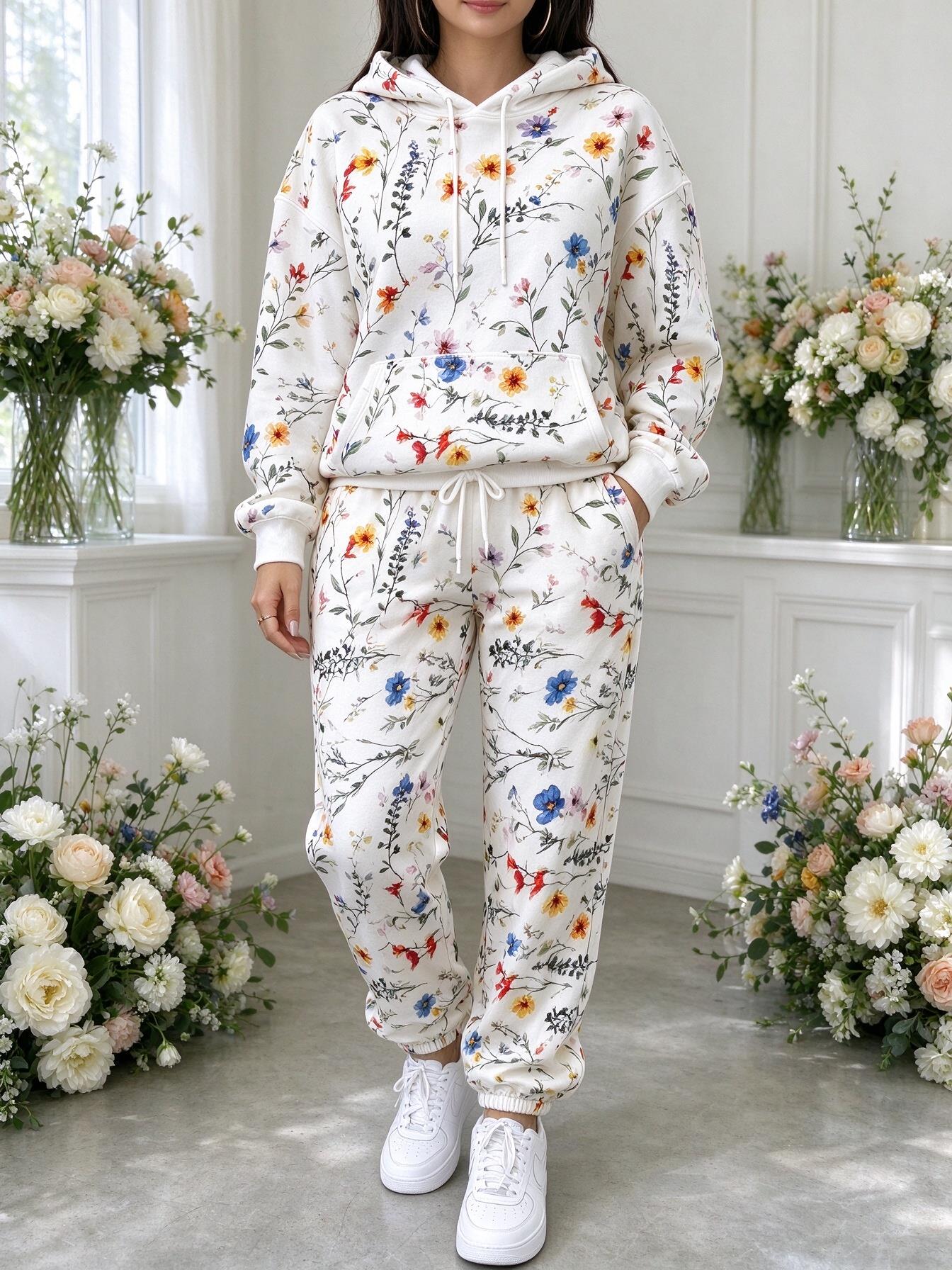 بدلة رياضية نسائية بطبعة زهور  - مراجعة Joggers Pants وسعره