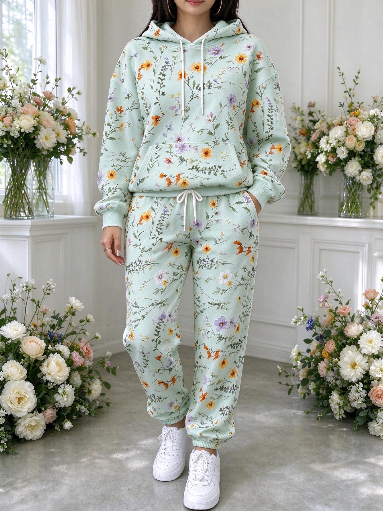 بدلة رياضية نسائية بطبعة زهور  - مراجعة Joggers Pants وسعره